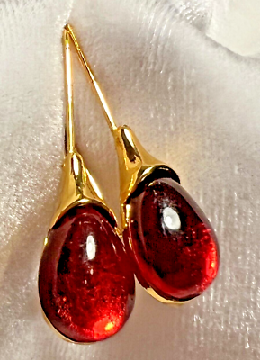 #ad Red Beaded Ball Drop Dangle Gold Plated Fashion Womens Hook Gift New Earrings $9.99