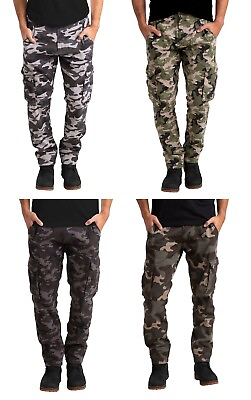 #ad Men#x27;s Camo Cargo Regular Fit Stretch Multi Pocket Long Pants $23.89