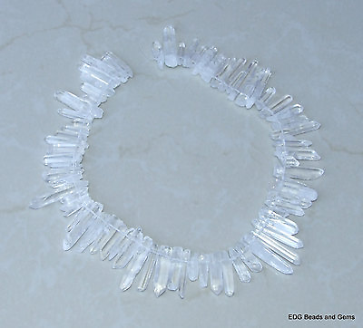 #ad Clear Polished Quartz Crystal Points Strand Random Pendant Bead Healing 15 30mm $18.95