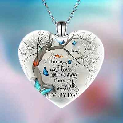 #ad Memorial Butterfly Love White Pendant Necklace Women Crystal Jewelry Heart Shape $13.98