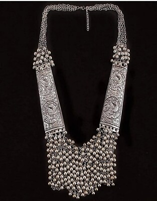 #ad Afghani Bollywood Style Indian Designer Silver Oxidized Boho Jewelry Necklace $14.07