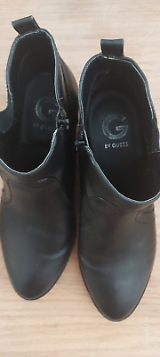 #ad G By Guess Boots Black Womens 8 M wid Ankle Booties 2 side Zippers Faux Leather $21.99