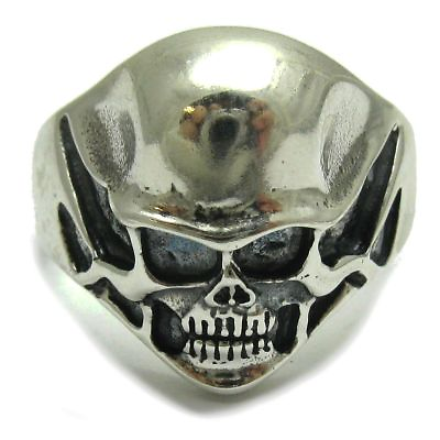 #ad Sterling Silver Biker Ring Skull Hallmarked Solid 925 Handmade $50.50