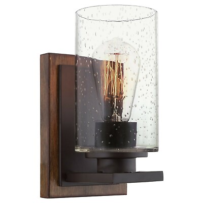 #ad Kira Home Sedona 9quot; Modern Rustic Wall Sconce Seeded Glass Cylinder Shade $30.02