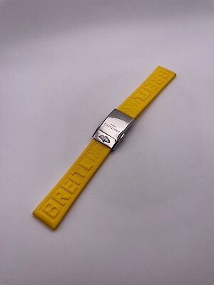 #ad New Yellow 22mm24mm Rubber Gents Strap With Steel Deployment Clasp For Breitling $50.36