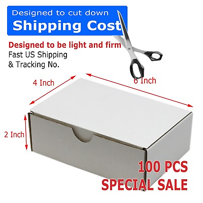 #ad 100 6x4x2 White Corrugated Shipping Mailer Packing Box Boxes 6 x 4 x 2 $34.99