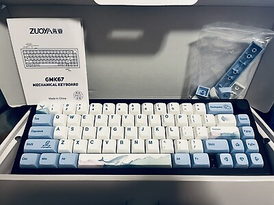 #ad Brand NEW Custom Blue Ocean GMK 67 Keyboard KTT Kang White V3 Switches $140.00