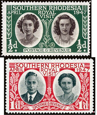 #ad Southern Rhodesia #65 66 Mint NH Complete 1947 Royal Visit Set KGVI $0.99