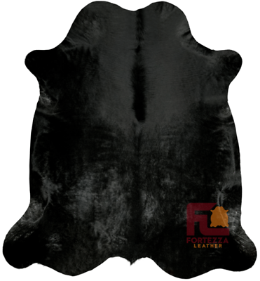 #ad Cowhide Rug Solid Black Premium Quality Medium 5#x27; x 7#x27; $145.00