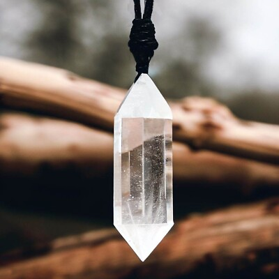 #ad Natural Clear Quartz Hexagon Crystal Pendant Healing Necklace Stone Amulet $12.90