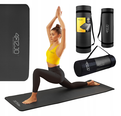 #ad Yoga Matt For Training 180 x 60 cm Black Non Slip Fitness Exercise Gymnastic $39.99