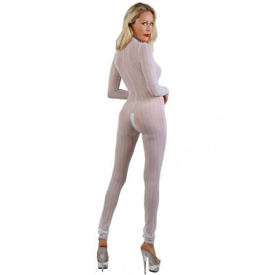 #ad Transparent Ladies Netz Overall Catsuit with Zipper White #GW1225 $39.02