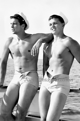 #ad 1940#x27;s Shirtless Muscular Beefcake Sailors WW2 Gay Int 4quot;x6quot; Reprint Photo G101 C $9.10