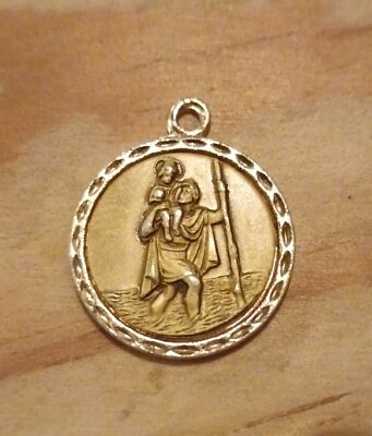 #ad Médaille Religieuse Ancienne St Christophe Métal Doré EUR 6.90