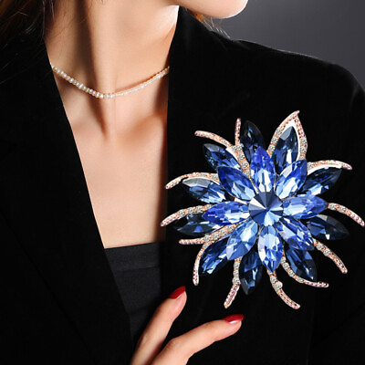 #ad Collar Pin Crystal Brooch Large Brooch Fashionable Headpiece Birthday Gift $6.29