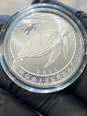 #ad 2022 Montserrat Sea Turtle .999 1 oz Silver Coin Proof Like In Capsule $42.99