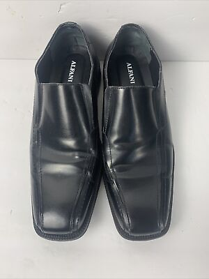 #ad Alfani Mens Slip On Dress Shoes Size 10.5 M Black Rubber Soles EUC $15.00