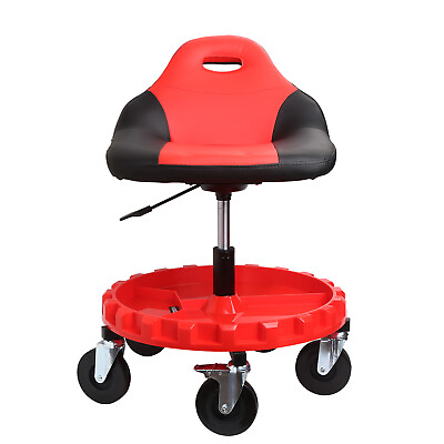 #ad 400LBS Mobile Rolling Gear Seat W Equipment Tray and Five All Terrain 5quot; Casters $107.98