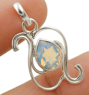 #ad 2CT Natural Fire Opalite 925 Sterling Silver Pendant Jewelry 1 1 4quot; Long NW11 7 $27.99