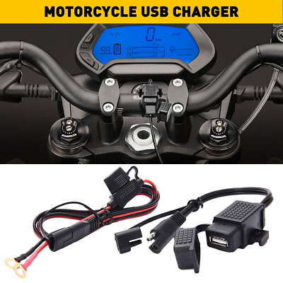 #ad Motorcycle SAE to USB Cable Adapter 2.1A Waterproof Phone USB Charger Socket Kit $12.99