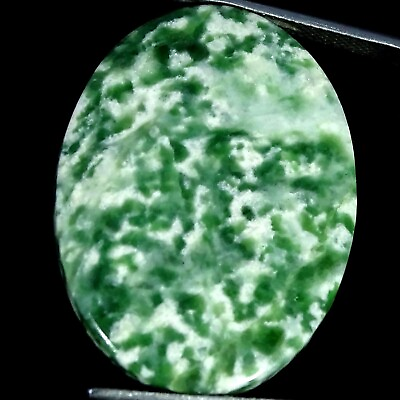 #ad 34.20 Cts Natural African Green Dot Jade Oval Cabochon Loose Gemstone 24X33X4MM $6.43
