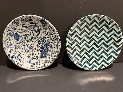 #ad Vintage Nymolle Art Faience Plate 4000 234 1400 167 Denmark 3.75quot; Set of two $30.00