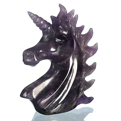 #ad 4.09quot;Natural Amethyst Unicorn Carving Metaphysic Power #37H71 $102.00