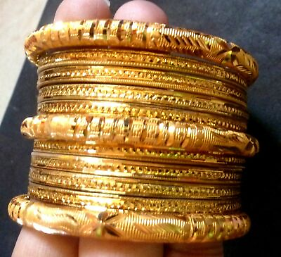 #ad 22K Gold Plated 11 pcs designer Indian Bangle Churi Bala Bracelet Set 2.6#x27;#x27; C $15.02