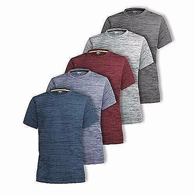 #ad 5 Pack Mens Active Athletic T Shirts Gym Running Workout Dry Fit Crew Neck Top $28.99