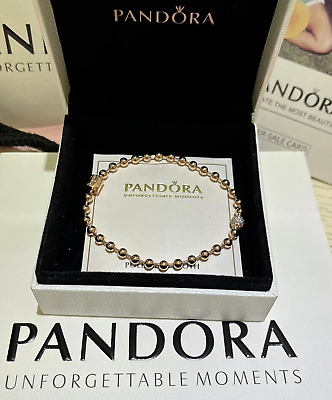 #ad 7.5quot; 19cm NEW PANDORA Beads and Pave Bracelet Rose Gold #568342C01 w BOX $42.69