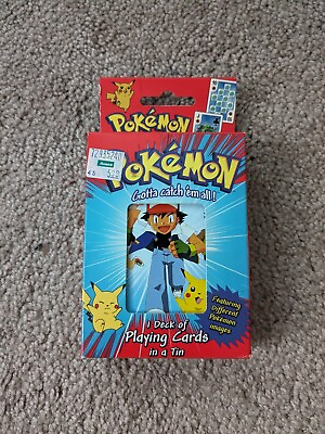 #ad 1999 Pokémon 1 Deck of Playing Cards In A Tin SEALED NEW GOOD CONDITION READ $95.00