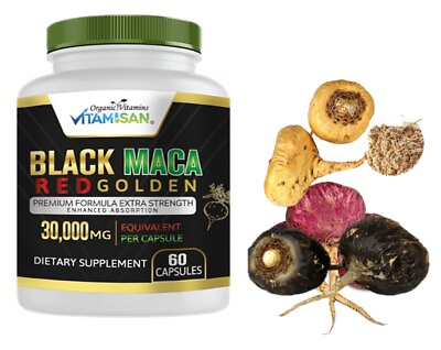 #ad Organic vitamins Black Maca Negra red gold Capsules Peruvian Antioxidant Booster $13.50