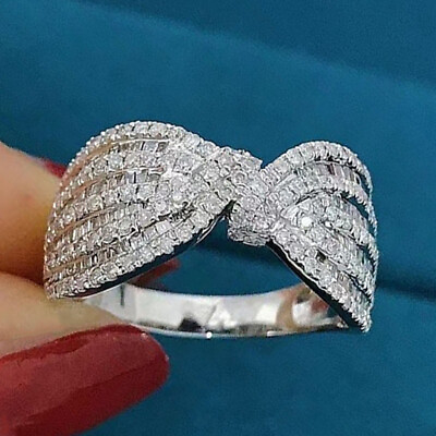 #ad 925 Silver Ring Women Elegant Cubic Zircon Anniversary Jewelry Sz 6 10 C $3.83