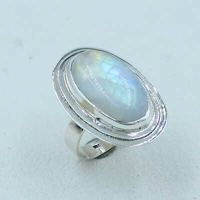 #ad Moonstone Solid Sterling Silver Ring $34.20