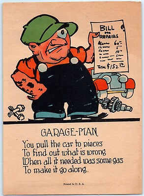 #ad Vinegar Valentine Mechanic Garage Man Automobile Cartoon Humor Penny Dreadful MM $11.70