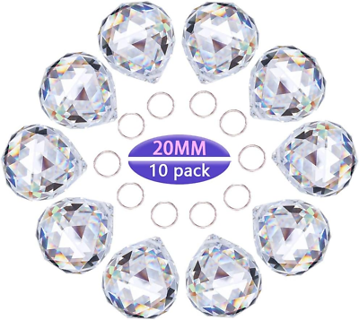 #ad #ad 10Pcs Crystal Glass Ball Chandelier Prisms Pendants Parts Rainbow Crystal Suncat $17.49