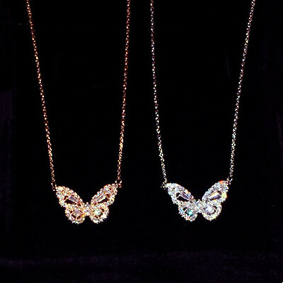 #ad 925 Silver FilledGoldRose Gold Pendant Necklace Cubic Zircon Women Gift C $4.04