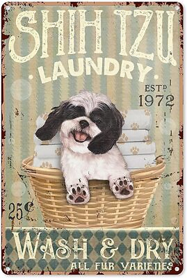 #ad Laundry Signs for Laundry Room Shih Tzu Dog Laundry Company Wash and Dry All ... $14.75
