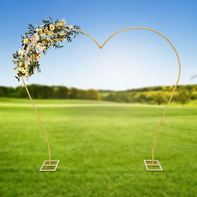 #ad Gold Wedding Arch Rack Heart shaped Flower Stand Metal Party Backdrop Rack $56.24