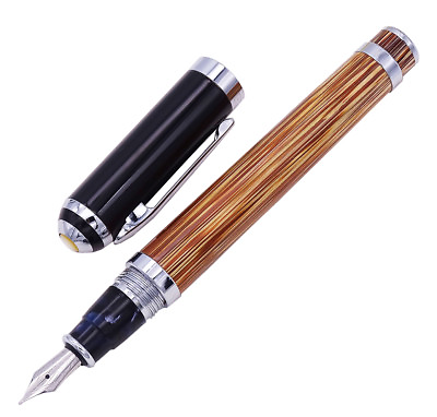 #ad DUKE Natural Handcrafted Bamboo Fountain Pen with Ink Converter Medium Nib Size $16.50