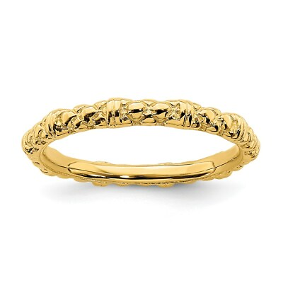 #ad Sterling Silver Stackable Expressions Gold plated Cable Ring $27.62