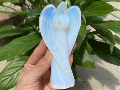 #ad 1pc Opalite Quartz Crystal Hand Carved Angel Skull Reiki Healing Gem $33.75