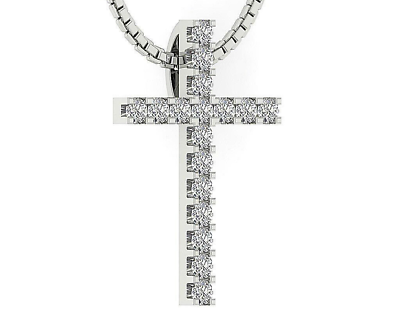 #ad Men#x27;s 10K White Gold Natural Round Diamond Jesus Cross Charm Pendant 0.43 Ct $595.00