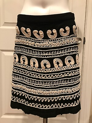#ad Desigual Black A Line Skirt W White Rope Detail Size Small $14.39