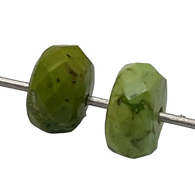 #ad Natural Gaspeite Faceted Roundel Beads 7x5mm to 7x3mm Green Roundel 2 Bds $15.99