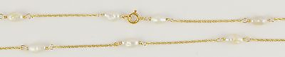 #ad 14k Yellow Gold Prince of Whales Pearl Chain Necklace $165.99