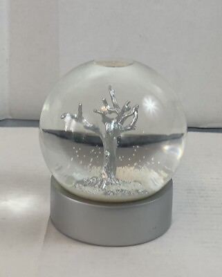 #ad Silver Tree Snow Globe Rare $45.99