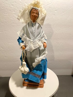 #ad Santos Yolande France Clay Terracotta Figurine Elderly Village Woman 10quot; Tall $34.00