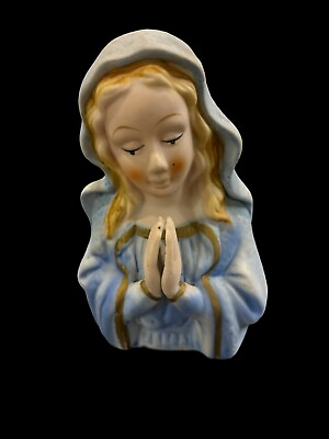 #ad Vintage Ceramic Praying Virgin Mary Madonna Statue 5” Figurine $19.95