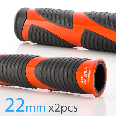 #ad Wave Hand Grips Black rubber Orange Metal trim 7 8quot; x2PCS Scooter AU $173.00